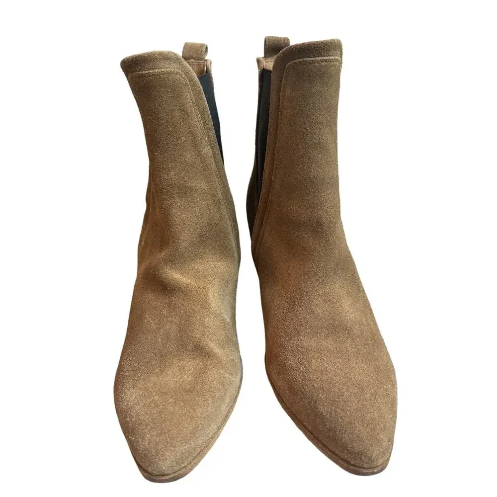 IRO Beige Suede Heeled Almond Toe Chelsea Boots, Women's Size 36